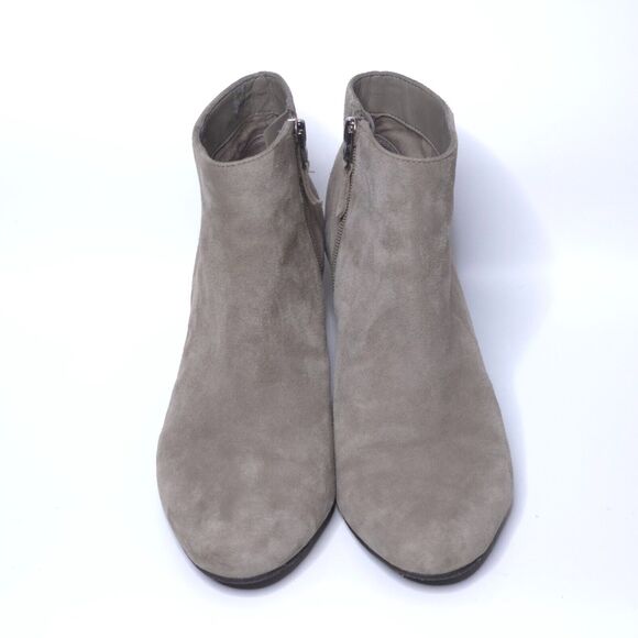 SAM EDELMAN Michelle Taupe Suede Leather Ankle Booties Heels Side Zip Sz 7.5 - Picture 2 of 8